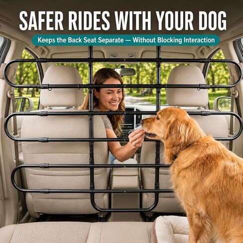 Dog Car Barrier, Adjustable Pet Gate for SUV Truck with Seat-Following Design in Kuwait