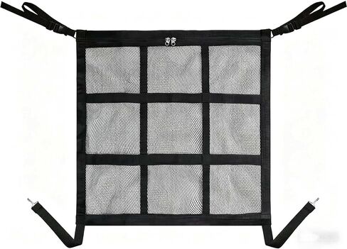 Dog Car Barrier, 9-Grid Reinforced Sturdy Pet Car Divider, Breathable Double-Layer Mesh with Zipper Storage, Easy to Install, Pet Travel Safety Barrier for SUVs, Sedans & Trucks in Kuwait
