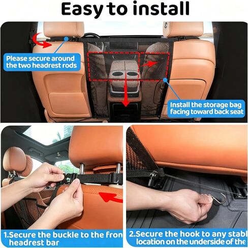 Dog Car Barrier, Mesh Pet Net Divider for Back Seat, Safety Barrier with Storage Pouch, Easy‑Install Separator for Cars SUV Truck, Large Dogs in Kuwait