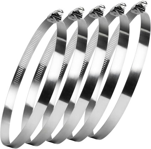 POWERTEC 50111 Worm Drive Hose Clamps 1/2" Band Width | Clamping Capacity 5-1/2 inch to 6-1/2 inch | SAE Size 6 “ | Precision Stainless Steel – 5 Pack in Kuwait