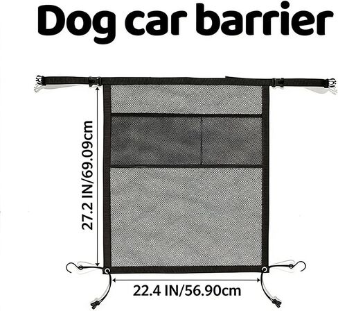 Dog Car Barrier, Mesh Pet Net Divider for Back Seat, Safety Barrier with Storage Pouch, Easy‑Install Separator for Cars SUV Truck, Large Dogs in Kuwait