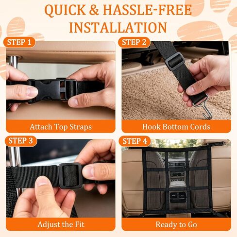 Dog Car Barrier for SUV, Sedan & Truck, Mesh Dog Seat Barrier for Backseat, Pet Car Divider Net with Storage Pocket, Adjustable Dog Gate Barrier for Vehicle Travel Safety in Kuwait