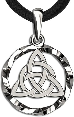 925 Sterling Silver Celtic Knot Necklace - Triquetra Necklace Trinity Knot Pendant - Protection Love Amulet Talisman - Irish Pagan Wiccan Jewelry for Women Men - Handmade in Kuwait
