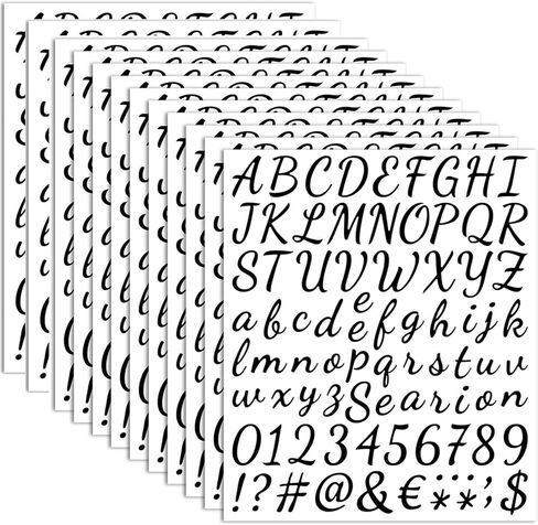 12 Sheets 1008 Pcs Vinyl Letters Numbers Stickers Kit, 1 Inch Waterproof Self Adhesive DIY Cursive Sticker Alphabet Number Letter Decals for Sign, Craft, Door, Mailbox, Office, Classroom Decor (White) in Saudi Arabia