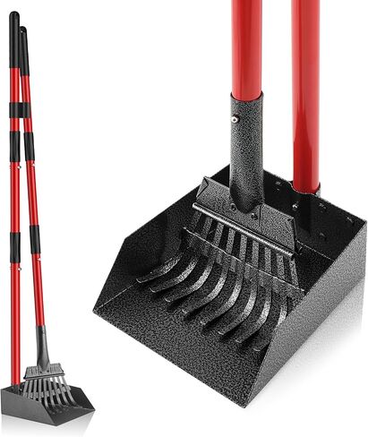 Pooper Scooper for Dogs Heavy Duty Metal 38.2in Long Handle Tray & Rake in Kuwait
