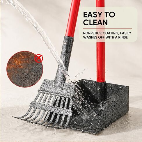 Pooper Scooper for Dogs Heavy Duty Metal 38.2in Long Handle Tray & Rake in Kuwait