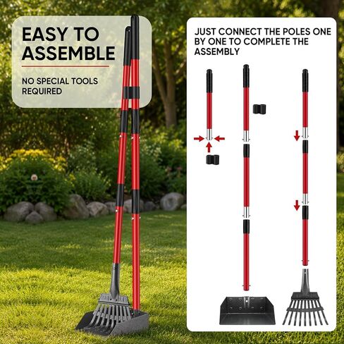 Pooper Scooper for Dogs Heavy Duty Metal 38.2in Long Handle Tray & Rake in Kuwait