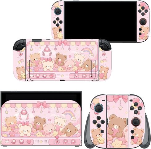 PERFECTSIGHT Cute Skin Sticker Compatible with Nintendo Switch, Kawaii Cartoon Vinyl Decal, Pretty Pattern Full Set Wrap Protective Film for NS Console & Joy-Con Controller & Dock (Melody Rabbit) in Kuwait