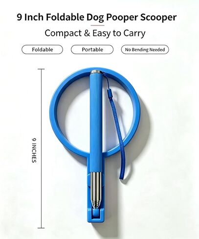 35" Dog Poop Catcher - Long Handle No Bending Poo Pickup, Includes 15 Bags, Collapsible and Portable Dog Waste Catcher for Small Medium Dogs, Yard Grass and Outdoor Use (Blue) in Kuwait