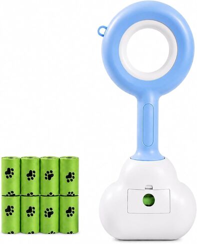 Dog Pooper Scooper with 120 Bags – Unbreakable & Durable One Handed Pickup Tool for Large & Small Dogs, Ready to Use Easy Clean Poop Catcher for Yard, Walks, Grass – Blue in Kuwait