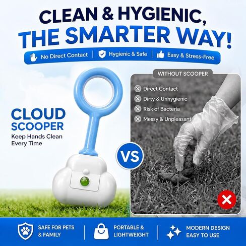Dog Pooper Scooper with 120 Bags – Unbreakable & Durable One Handed Pickup Tool for Large & Small Dogs, Ready to Use Easy Clean Poop Catcher for Yard, Walks, Grass – Blue in Kuwait