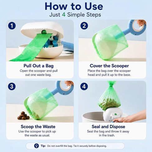 Dog Pooper Scooper with 120 Bags – Unbreakable & Durable One Handed Pickup Tool for Large & Small Dogs, Ready to Use Easy Clean Poop Catcher for Yard, Walks, Grass – Blue in Kuwait