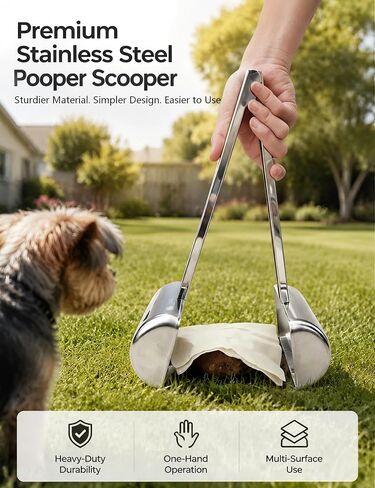 Small Dog Pooper Scooper, Portable Short Handle Stainless Steel in Kuwait