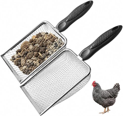 Chicken Poop Scooper, Chicken Coop Poop Scoop Shovel with 3.8mm & 5mm Mesh in Kuwait