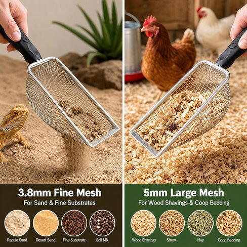 Chicken Poop Scooper, Chicken Coop Poop Scoop Shovel with 3.8mm & 5mm Mesh in Kuwait