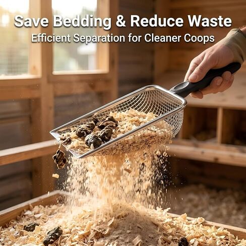 Chicken Poop Scooper, Chicken Coop Poop Scoop Shovel with 3.8mm & 5mm Mesh in Kuwait
