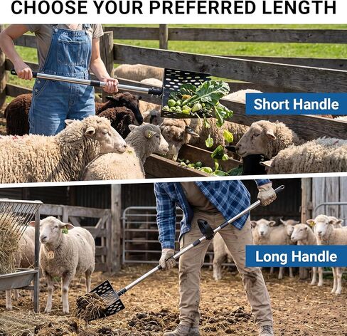 Goat Pooper Scooper, 4 in 1 Goat Stall Sifter Shovel with Handle,Heavy Duty Metal Poop Scooper for Chicken Horse Sheep Duck Cow, Goat Supplies (22 to 69 Inch) in Kuwait