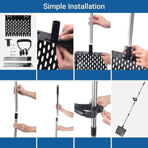 Goat Pooper Scooper, 4 in 1 Goat Stall Sifter Shovel with Handle,Heavy Duty Metal Poop Scooper for Chicken Horse Sheep Duck Cow, Goat Supplies (22 to 69 Inch) in Kuwait