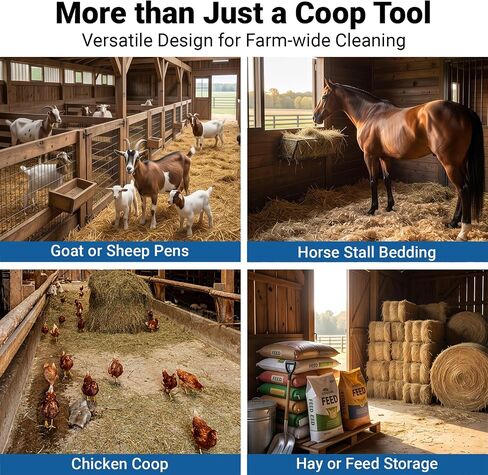 Goat Pooper Scooper, 4 in 1 Goat Stall Sifter Shovel with Handle,Heavy Duty Metal Poop Scooper for Chicken Horse Sheep Duck Cow, Goat Supplies (22 to 69 Inch) in Kuwait