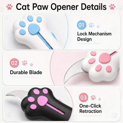 Cat Paw Box Cutter, Retractable Safety Cute Mini Box Cats Claw Cutter in Kuwait