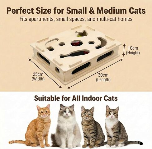 Cat Nail File Scratcher Box, Wooden Cat Scratch Puzzle Enrichment Box with Replaceable Sandpaper Inserts, Interactive Indoor Cat Nail File Toy for Small & Medium Cat in Kuwait