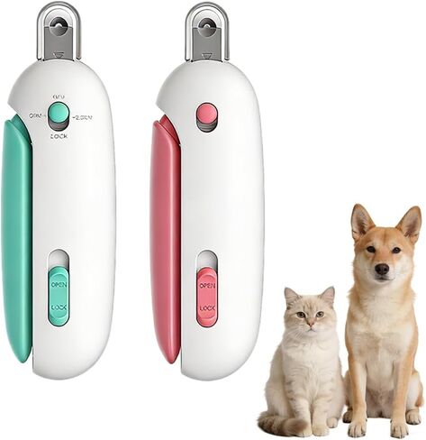 2 Pack Cat Nail Clipper with Light,Adjustable Nail Trimmer,Nail Clipper for Cats and Dogs with Catcher,Safe Cat Claw Clippers for Indoor Cats,Professional Cat Nail Trimming Supplies & Grooming Kit in Kuwait