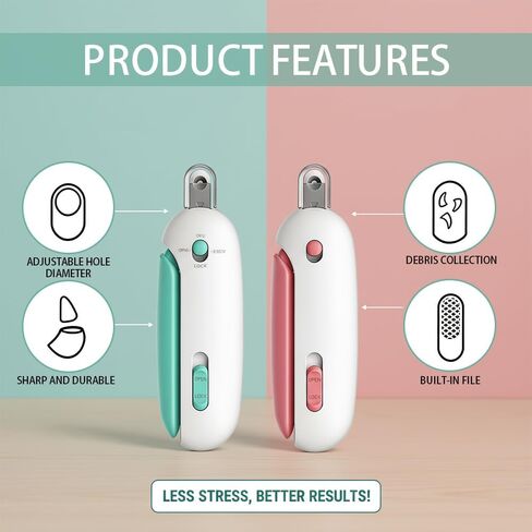 2 Pack Cat Nail Clipper with Light,Adjustable Nail Trimmer,Nail Clipper for Cats and Dogs with Catcher,Safe Cat Claw Clippers for Indoor Cats,Professional Cat Nail Trimming Supplies & Grooming Kit in Kuwait