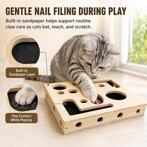 Claw Saver Box for Cats, Cat Nail File Box with 2-in-1 Scratching, Cat Scratch Box with Sandpaper Surface for Cat Claw Nails, Cat Toy Box for Indoor Cats in Kuwait