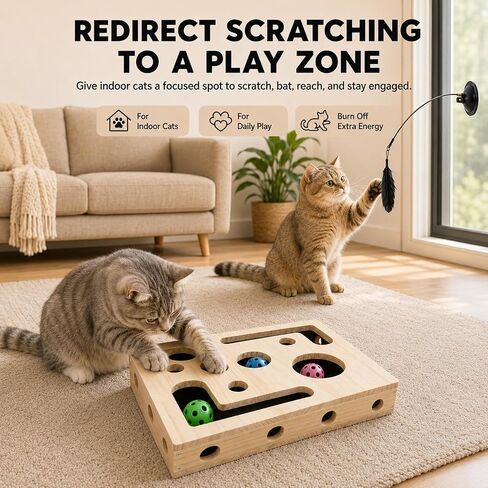 Claw Saver Box for Cats, Cat Nail File Box with 2-in-1 Scratching, Cat Scratch Box with Sandpaper Surface for Cat Claw Nails, Cat Toy Box for Indoor Cats in Kuwait