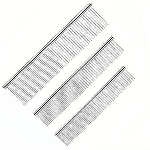 3-Pack metal comb for dogs stainless steel dog comb Pet Grooming Metal Combs Set, Large Medium Small Sizes, Stainless Steel Detangling Tool for Dogs and Cats in Kuwait