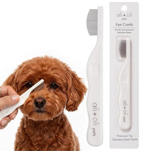 Ali+Oli Pets Eye Comb for Dogs & Cats – Fine Tooth Tear Stain Remover Comb – Pet Face Grooming Comb for Removing Eye Gunk, Debris & Tear Stains in Kuwait