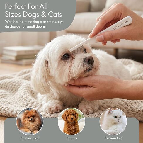 Ali+Oli Pets Eye Comb for Dogs & Cats – Fine Tooth Tear Stain Remover Comb – Pet Face Grooming Comb for Removing Eye Gunk, Debris & Tear Stains in Kuwait