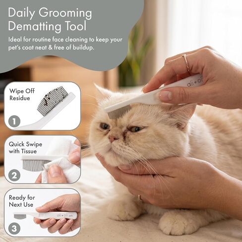 Ali+Oli Pets Eye Comb for Dogs & Cats – Fine Tooth Tear Stain Remover Comb – Pet Face Grooming Comb for Removing Eye Gunk, Debris & Tear Stains in Kuwait
