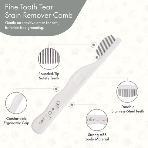 Ali+Oli Pets Eye Comb for Dogs & Cats – Fine Tooth Tear Stain Remover Comb – Pet Face Grooming Comb for Removing Eye Gunk, Debris & Tear Stains in Kuwait