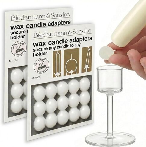 Biedermann & Sons Round Wax Candle Adapters Pellets, White, 0.5 Inch - 2 Cards, 30 dots in Kuwait