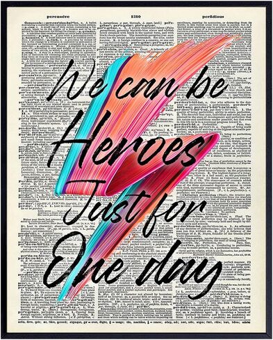 David Bowie Lyrics Upcycled Dictionary Wall Art Decor Print - 8x10 Home Decoration Poster for Bedroom, Game Room, Man Cave - Gift for Ziggy Stardust, 60's, 70s, 80s, Punk Rock Music Fans, Men, Women in Kuwait