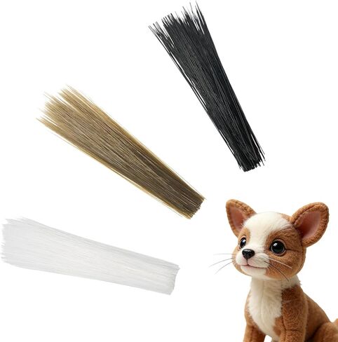 urmetimern 900 Pcs Simulated Animal Whiskers 3 Inch Craft Animal Whiskers Supplies for Stuffed Muppet Plastic Cat Whisker for Face & Needle Felting (Black, Brown, Reddish Brown) in Kuwait