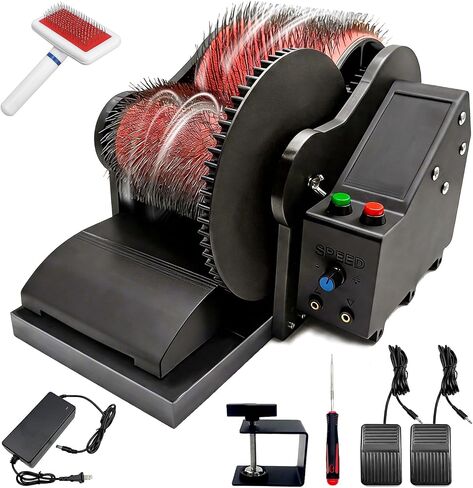 Wool Combing Machine; Electric Wool Drum carder; Quickly Remove Fiber impurities; Color Mixing carding; DIY Handmade Wool Blending Wheel; Ideal for Making Felt Dolls and Other Handmade Crafts in Kuwait