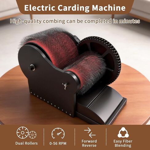 Wool Combing Machine; Electric Wool Drum carder; Quickly Remove Fiber impurities; Color Mixing carding; DIY Handmade Wool Blending Wheel; Ideal for Making Felt Dolls and Other Handmade Crafts in Kuwait