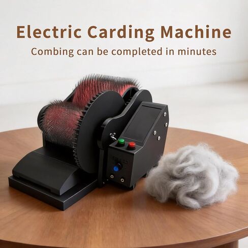 Wool Combing Machine; Electric Wool Drum carder; Quickly Remove Fiber impurities; Color Mixing carding; DIY Handmade Wool Blending Wheel; Ideal for Making Felt Dolls and Other Handmade Crafts in Kuwait