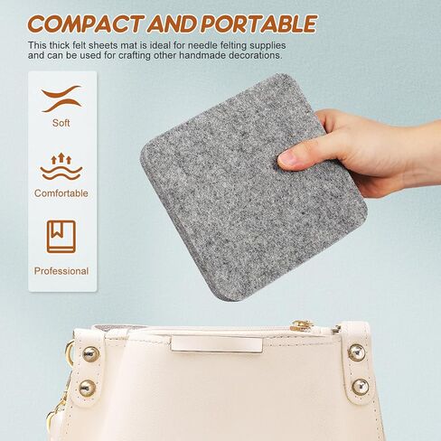 Healifty Needle Felting Pad High-Density Wool Felt Work Mat for Precision Crafting 6.10 X 6.10 X 0.98 in Thick Felt Sheets Base Light Grey in Kuwait