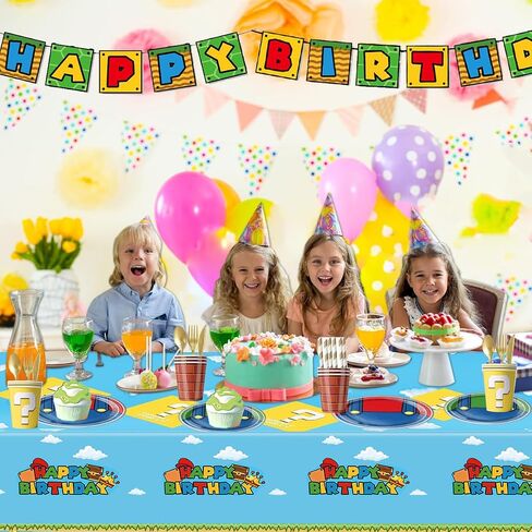 Nyhpar 3PCS Video Game Tablecloth, Super Theme Plastic Tablecover Disposable Table Covers for Game Theme Birthday Party Decorations Supplies, 86.6 x 51.2in in Kuwait