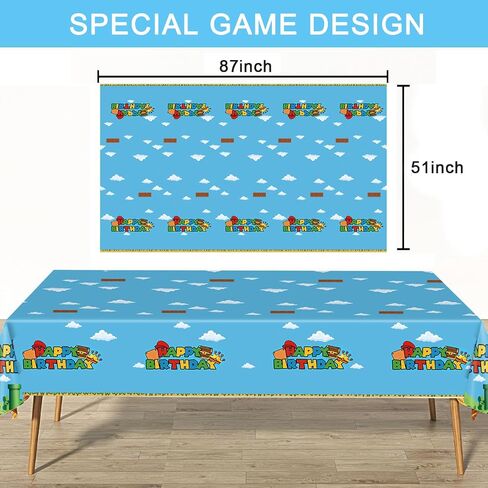 Nyhpar 3PCS Video Game Tablecloth, Super Theme Plastic Tablecover Disposable Table Covers for Game Theme Birthday Party Decorations Supplies, 86.6 x 51.2in in Kuwait