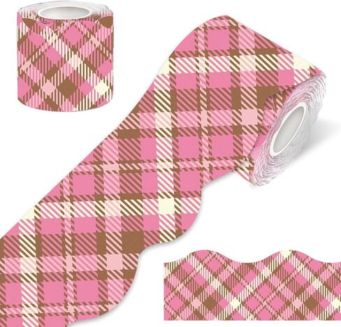 100FT Checkered Bulletin Board Border-Scalloped Checkerboard Decorative Roll for Party Rolling Whiteboard, Walls, Windows, Doors, Lockers, Schools, Classrooms, Homeschool & Offices(Red) in Kuwait