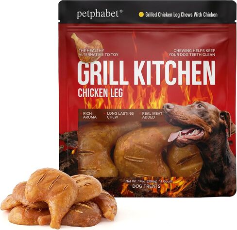 PETPHABET Rawhide Free Dog Chew Bones, Grilled Pork Hock, 12 Count in Kuwait
