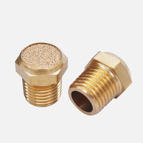mxuteuk 10pcs Brass Pneumatic Muffler Filter Noise Silencer, Hex Sintered Silencer Air Line Fitting Flat 1/8" NPT XYQ-P-(1-8) in Kuwait