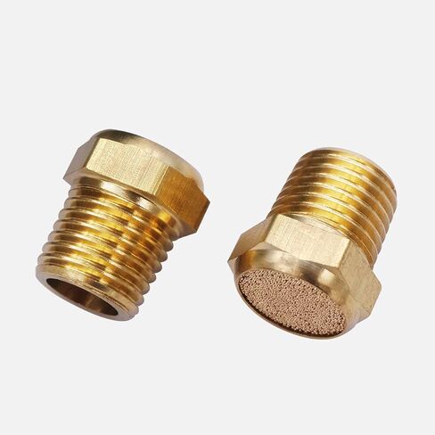 mxuteuk 10pcs Brass Pneumatic Muffler Filter Noise Silencer, Hex Sintered Silencer Air Line Fitting Flat 1/8" NPT XYQ-P-(1-8) in Kuwait