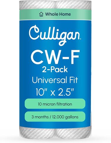 Culligan 2PK Spun Poly Cartridge P1 Whole House Premium Water Filter, 8,000 Gallons, 2 Count (Pack of 1), White in Kuwait