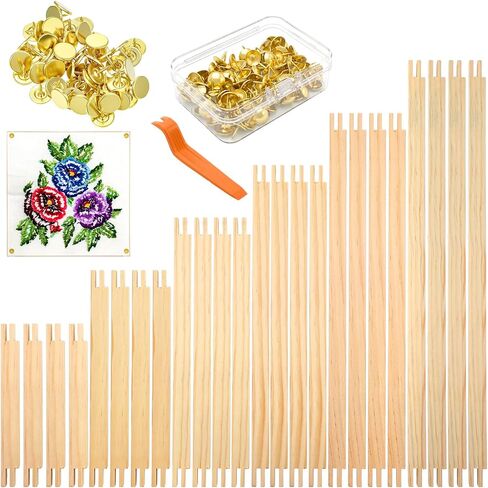 24pcs Needlepoint Stretcher Bars for Needlework,6 8 10 12 14 16 Inch 6 Sizes Wooden Canvas Stretcher Bars with 100 Thumb Tacks,Oil Painting Frame Set Needlepoint Embroidery Frame Set for Crafts in Kuwait
