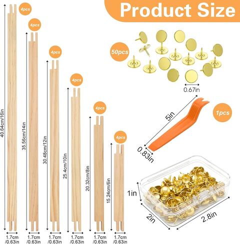 24pcs Needlepoint Stretcher Bars for Needlework,6 8 10 12 14 16 Inch 6 Sizes Wooden Canvas Stretcher Bars with 100 Thumb Tacks,Oil Painting Frame Set Needlepoint Embroidery Frame Set for Crafts in Kuwait